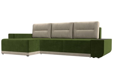 Угловой диван с оттоманкой Чикаго, Зеленый/Бежевый (микровельвет) в Новосибирске - предосмотр