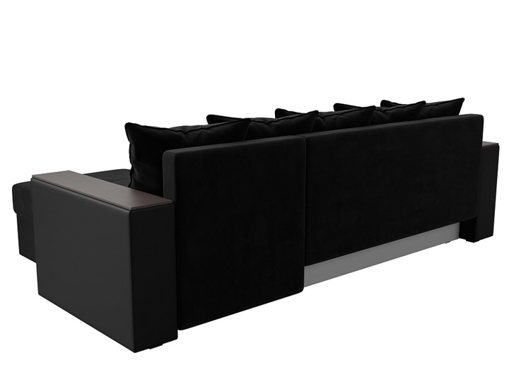 Угловой диван с оттоманкой Дубай Лайт, Черный/Черный (велюр/экокожа) в Новосибирске - изображение 7