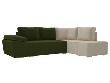 Угловой диван для гостиной Хавьер, Зеленый/Бежевый (микровельвет) в Новосибирске