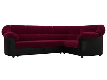 Угловой диван для гостиной Карнелла, Бордовый/Черный (микровельвет/экокожа) в Новосибирске - предосмотр
