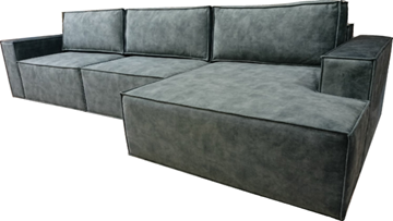 Угловой диван с оттоманкой Лофт 357х159х93 (Ремни/Тик-так) в Новосибирске - предосмотр 4