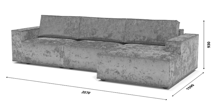 Угловой диван с оттоманкой Лофт 357х159х93 (Ремни/Тик-так) в Новосибирске - изображение 8