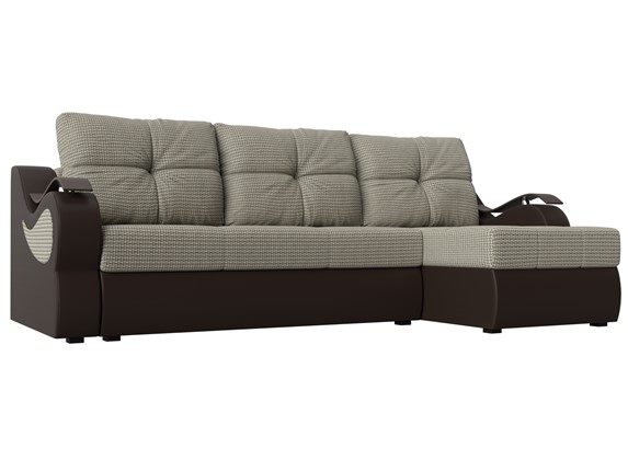 Угловой диван Меркурий, Корфу 02 (рогожка)/коричневый (экокожа) в Новосибирске - изображение