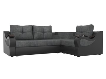 Угловой диван для гостиной Митчелл, Серый/Черный (рогожка/экокожа) в Новосибирске - предосмотр
