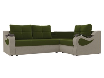 Угловой диван для гостиной Митчелл, Зеленый/Бежевый (микровельвет) в Новосибирске - предосмотр