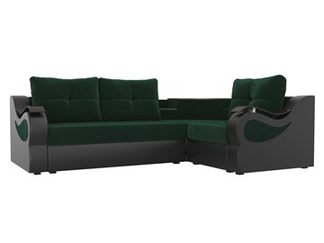 Угловой диван для гостиной Митчелл, Зеленый/Коричневый (велюр/экокожа) в Новосибирске