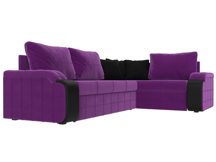 Угловой диван Николь, Фиолетовый/Черный/Черный (микровельвет/экокожа) в Новосибирске - изображение 2