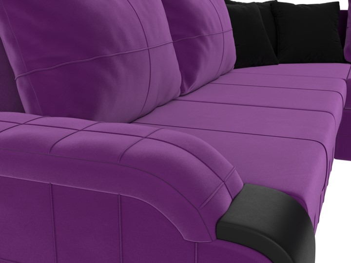 Угловой диван Николь, Фиолетовый/Черный/Черный (микровельвет/экокожа) в Новосибирске - изображение 3