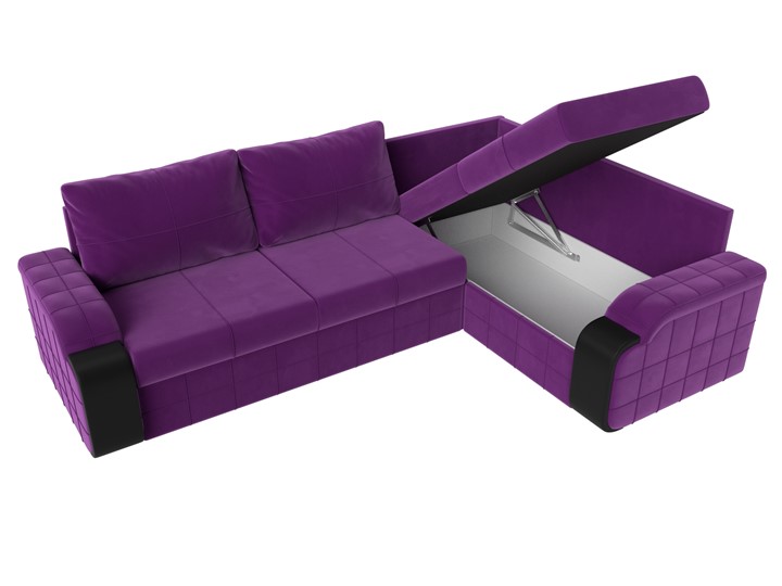 Угловой диван Николь, Фиолетовый/Черный/Черный (микровельвет/экокожа) в Новосибирске - изображение 6