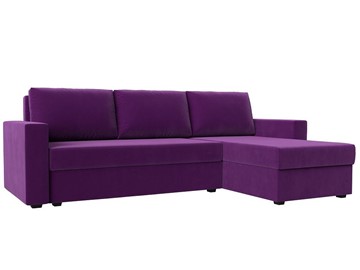 Угловой диван с оттоманкой Траумберг Лайт, Фиолетовый (микровельвет) в Новосибирске