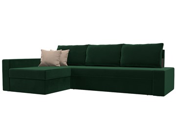 Угловой диван для гостиной Версаль, Зеленый/Бежевый (велюр) в Новосибирске