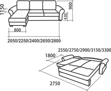 Угловой диван Аккордеон-1, 315 (круглые подлокотники) с коробом, НБП в Новосибирске - предосмотр 1