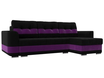 Угловой диван Честер, Черный/фиолетовый (вельвет) в Новосибирске