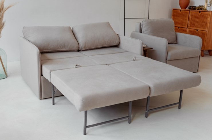 Комплект мебели Амира бежевый диван + кресло в Новосибирске - изображение 3