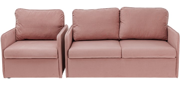 Мебельный комплект Амира розовый диван + кресло в Новосибирске - изображение 1