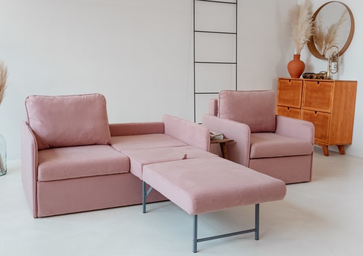 Мебельный комплект Амира розовый диван + кресло в Новосибирске - изображение 6