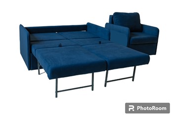 Мебельный комплект Амира синий диван + кресло в Новосибирске - предосмотр 4