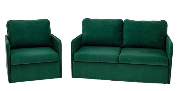 Комплект мебели Амира зеленый диван + кресло в Новосибирске - изображение