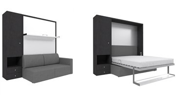 Подъемная кровать Кровать-трансформер Smart (ШЛ+КД 1400), шкаф левый, правый подлокотник в Бердске