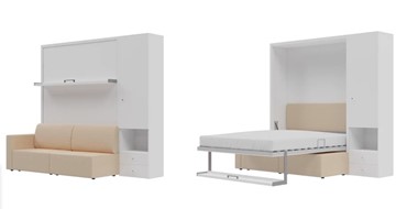 Шкаф-кровать Кровать-трансформер Smart (ШП+КД 1600), шкаф правый, левый подлокотник в Новосибирске