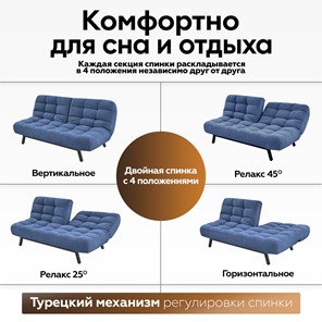 Прямой диван Абри, опора металл. велюр синий в Новосибирске - предосмотр 24