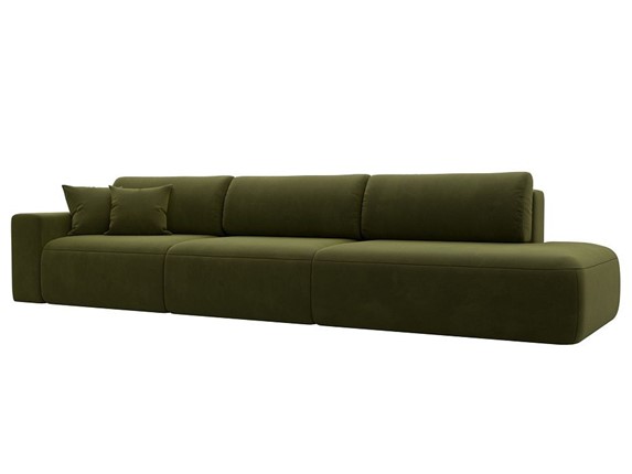 Прямой диван Лига-036 Модерн Лонг, Зеленый (микровельвет) в Новосибирске - изображение
