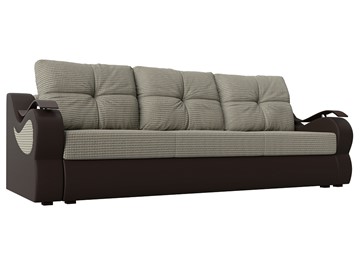 Прямой диван Меркурий еврокнижка, Корфу 02 (рогожка)/коричневый (экокожа) в Новосибирске