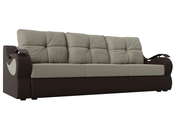 Прямой диван Меркурий еврокнижка, Корфу 02 (рогожка)/коричневый (экокожа) в Новосибирске - изображение