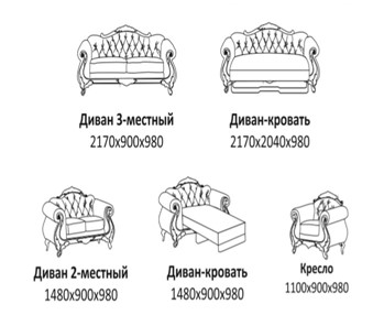 Малый диван Лувр X, ДМ2 в Новосибирске - предосмотр 2