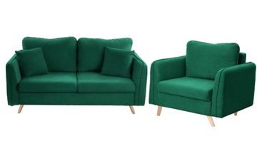 Комплект мебели Бертон изумрудный диван+ кресло в Новосибирске