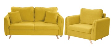 Комплект мебели Бертон желтый диван+ кресло в Новосибирске