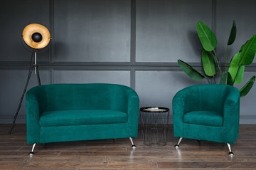Комплект мебели Брамс  цвет изумрудный диван 2Д + кресло в Новосибирске