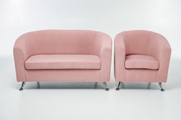 Комплект мебели Брамс  цвет розовый диван 2Д + кресло в Новосибирске