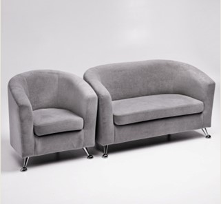 Комплект мебели Брамс  цвет серый диван 2Д + кресло в Новосибирске