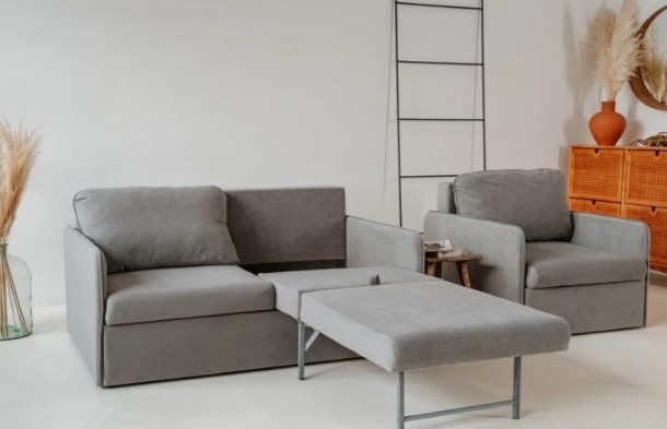 Мебельный комплект Амира серый диван + кресло в Новосибирске - изображение 4