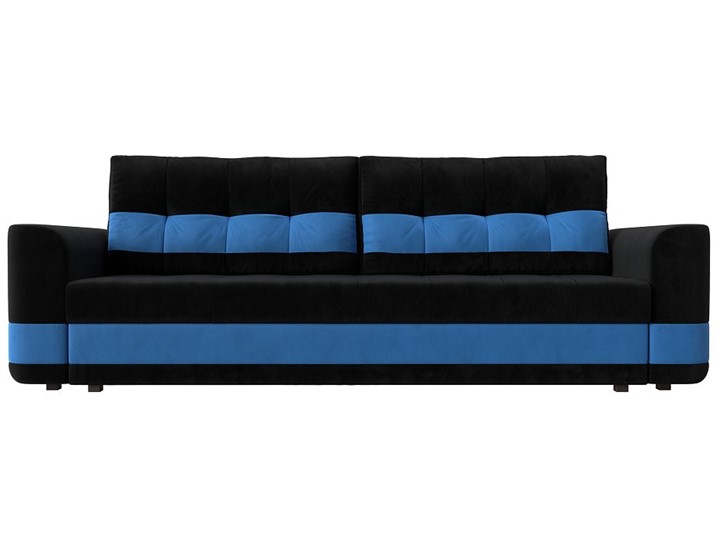 Прямой диван Честер, Черный/голубой (велюр) в Новосибирске - изображение 1