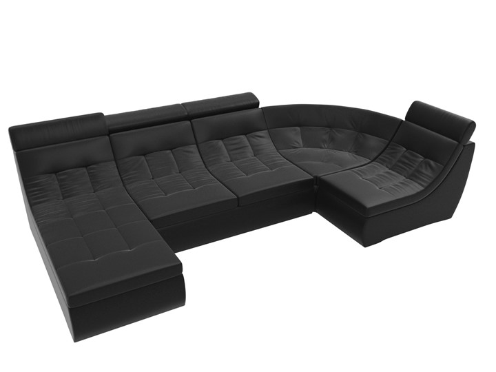 Модульный П-образный диван Холидей люкс, Черный (экокожа) в Новосибирске - изображение 5