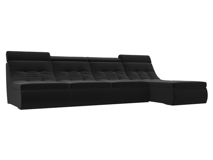 Модульный угловой диван Холидей люкс, Черный (микровельвет) в Новосибирске - изображение