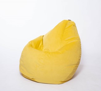 Кресло-мешок Груша среднее, велюр однотон, лимонное в Новосибирске - предосмотр