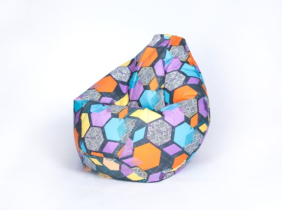 Кресло-мешок Груша среднее, велюр принт, геометрия в Новосибирске - изображение