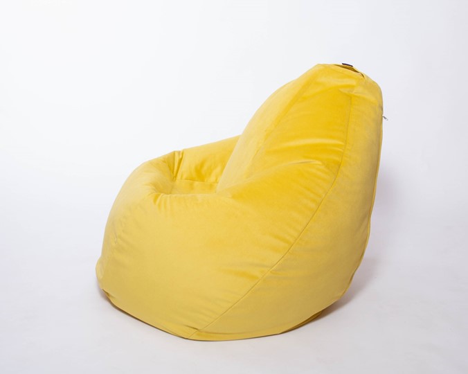 Кресло-мешок Груша малое, велюр однотон, лимонное в Новосибирске - изображение 1