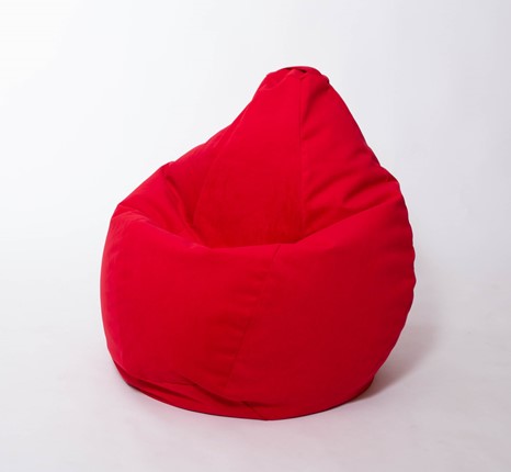 Кресло-мешок Груша большое, велюр однотон, красное в Новосибирске - изображение