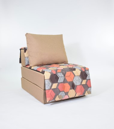 Бескаркасное кресло-кровать Харви, песочный-геометрия браун в Новосибирске - изображение