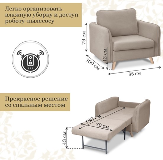 Кресло мягкое Бертон бежевый в Новосибирске - изображение 5