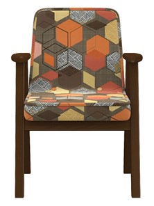Кресло Ретро ткань геометрия коричневый, каркас орех в Новосибирске - предосмотр 4