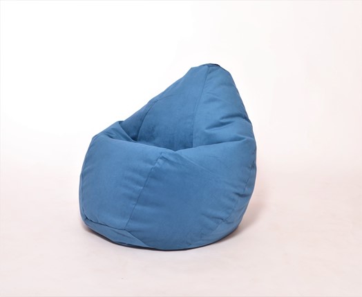 Кресло-мешок Груша среднее, велюр однотон, синее в Новосибирске - изображение