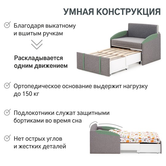 Кресло-кровать Polto серо-коричневый/шалфей (рогожка) в Новосибирске - изображение 18