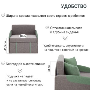 Кресло-кровать Polto серо-коричневый/шалфей (рогожка) в Новосибирске - предосмотр 20