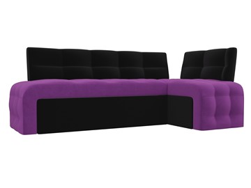 Раскладной кухонный диван Люксор угловой, Фиолетовый/Черный (микровельвет) в Новосибирске