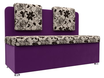 Кухонный диван Маккон 2-х местный, Цветы/Фиолетовый (рогожка/микровельвет) в Новосибирске